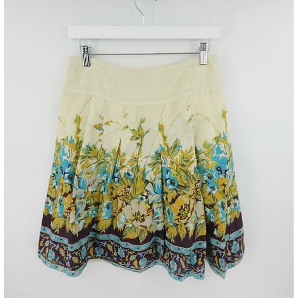Toi Et Moi Skirt Womens Small Yellow Floral Print Fit & Flare Novelty Boho Retro - Picture 3 of 13
